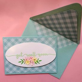 Get well soon handmade card, handmade envelope