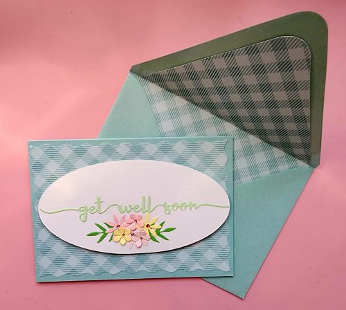 Get well soon handmade card, handmade envelope