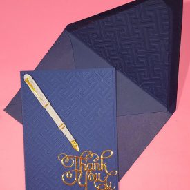 Thank you card, lined embossed envelope