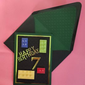 Happy Birthday Lego, lined embossed envelope