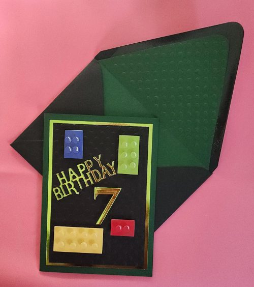 Happy Birthday Lego, lined embossed envelope