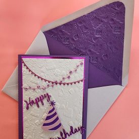Birthday card, lined embossed envelope