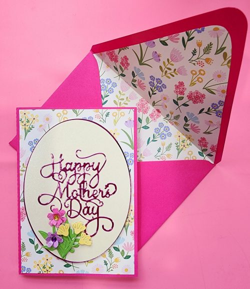 Mother's day card with lined envelope